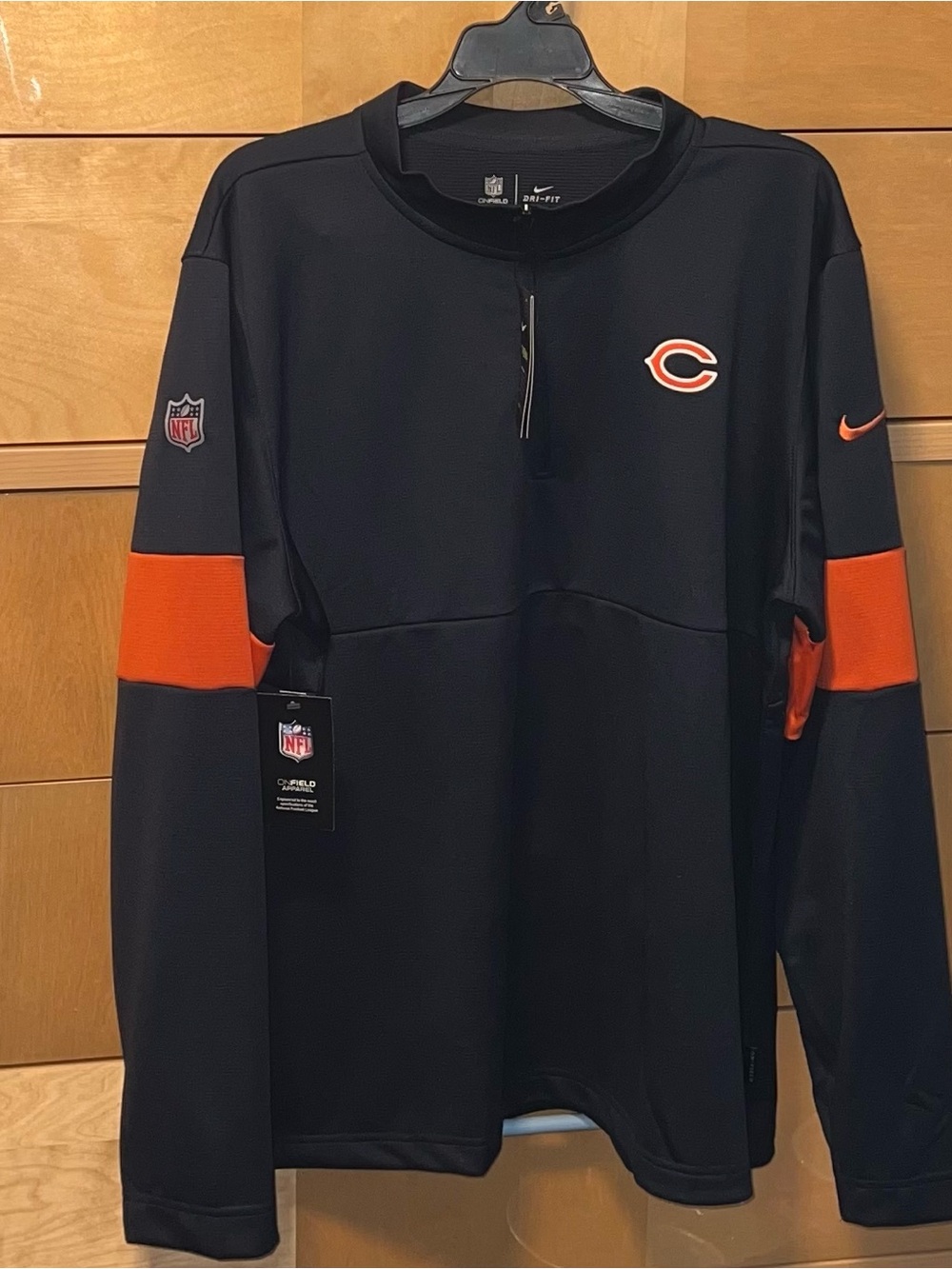 Nike Navy and Orange Therma Sideline Crew Pullover